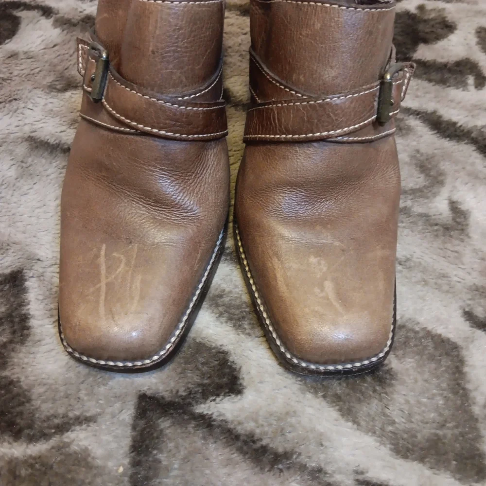 GIANNI‎ BINI Brown Leather Buckle Accent Slip On Mule Women's, Sz 8.5 - Picture 5 of 7